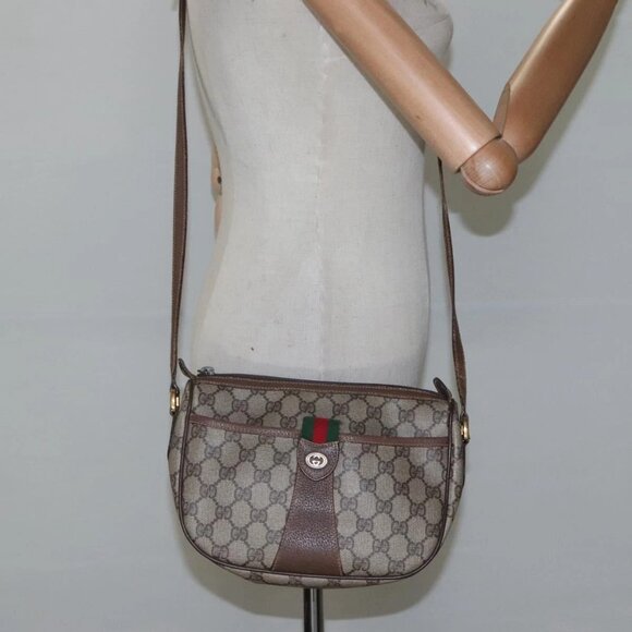 GUCCI GG Supreme Web Sherry Line Shoulder Bag PVC Beige Red 89 02 032 Auth BA465 - Picture 14 of 16